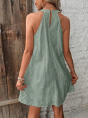 Eyelet Grecian Neck Mini Dress - V.I.P Digital Presence