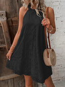 Eyelet Grecian Neck Mini Dress - V.I.P Digital Presence