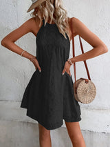 Eyelet Grecian Neck Mini Dress - V.I.P Digital Presence