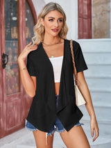 Eyelet Open Front Short Sleeve Cover Up - V.I.P Digital Presence