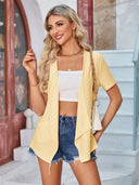 Eyelet Open Front Short Sleeve Cover Up - V.I.P Digital Presence