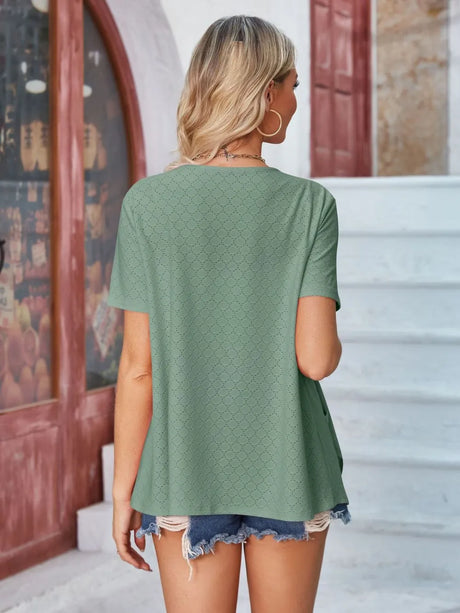 Eyelet Open Front Short Sleeve Cover Up - V.I.P Digital Presence