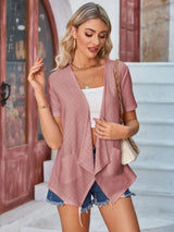 Eyelet Open Front Short Sleeve Cover Up - V.I.P Digital Presence