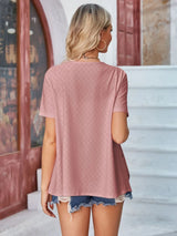 Eyelet Open Front Short Sleeve Cover Up - V.I.P Digital Presence