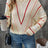 Eyelet Round Neck Long Sleeve Sweater - V.I.P Digital Presence