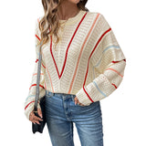 Eyelet Round Neck Long Sleeve Sweater - V.I.P Digital Presence