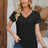 Eyelet V-Neck Lace Short Sleeve T-Shirt - V.I.P Digital Presence