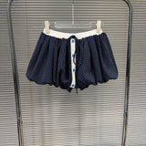 Fashion contrasting polo collar heart striped shirt top women's spring floral bud fluffy half skirt two-piece set - V.I.P Digital Presence