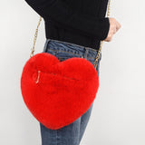 Fashion love heart bag peach heart bag women's chain messenger bag plush shoulder furry bag coin purse - V.I.P Digital Presence