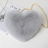 Fashion love heart bag peach heart bag women's chain messenger bag plush shoulder furry bag coin purse - V.I.P Digital Presence