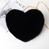 Fashion love heart bag peach heart bag women's chain messenger bag plush shoulder furry bag coin purse - V.I.P Digital Presence