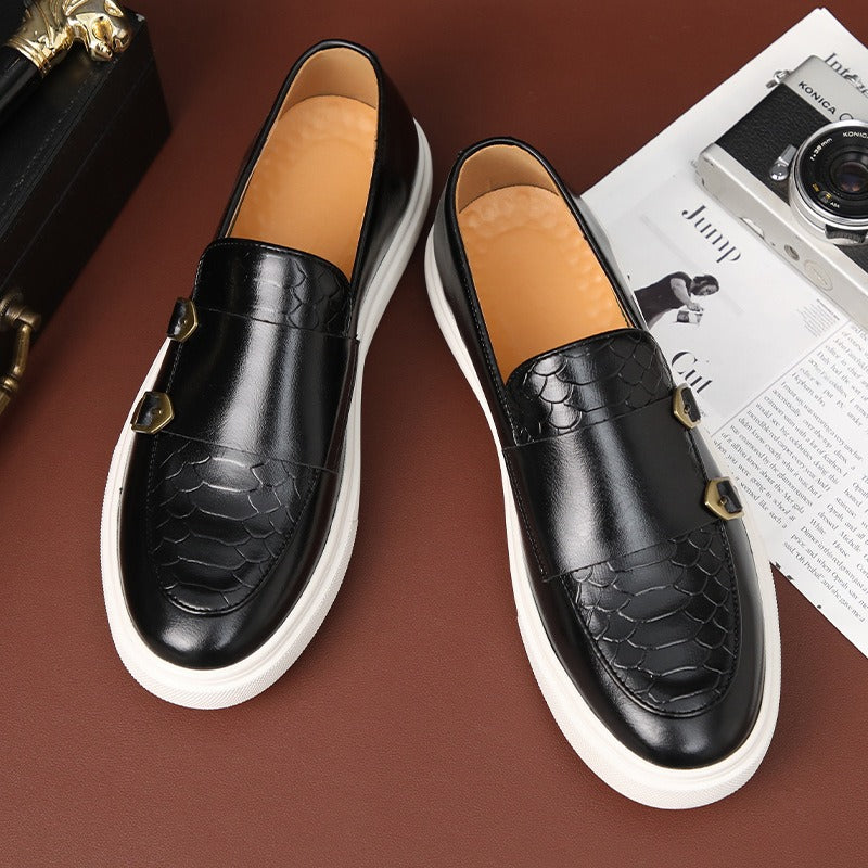Fashionable casual leather shoes for men, British style shoes, men's summer breathable thick-soled shoes - V.I.P Digital Presence