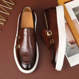 Fashionable casual leather shoes for men, British style shoes, men's summer breathable thick-soled shoes - V.I.P Digital Presence