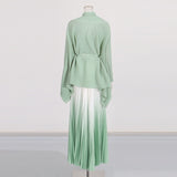 Fashionable casual style set cape shawl style lace up top+pleated skirt - V.I.P Digital Presence