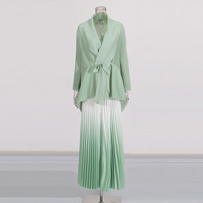 Fashionable casual style set cape shawl style lace up top+pleated skirt - V.I.P Digital Presence