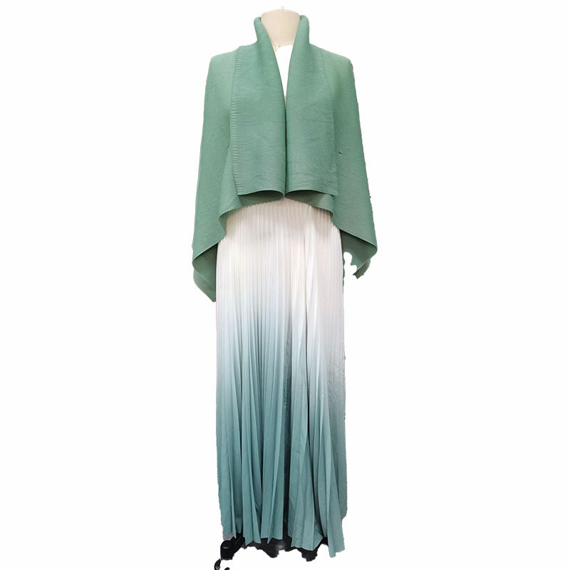 Fashionable casual style set cape shawl style lace up top+pleated skirt - V.I.P Digital Presence