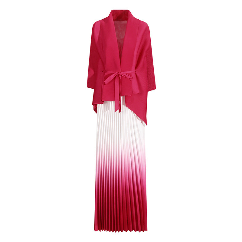 Fashionable casual style set cape shawl style lace up top+pleated skirt - V.I.P Digital Presence