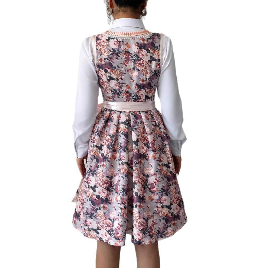 Fashionable floral bouquet waist long skirt dress - V.I.P Digital Presence
