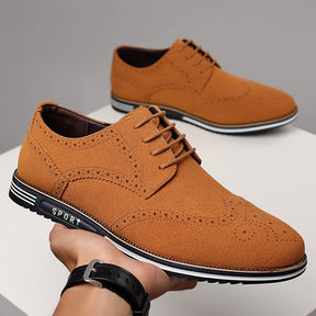 Fashionable men's white sole widened carved leather shoes for men - V.I.P Digital Presence