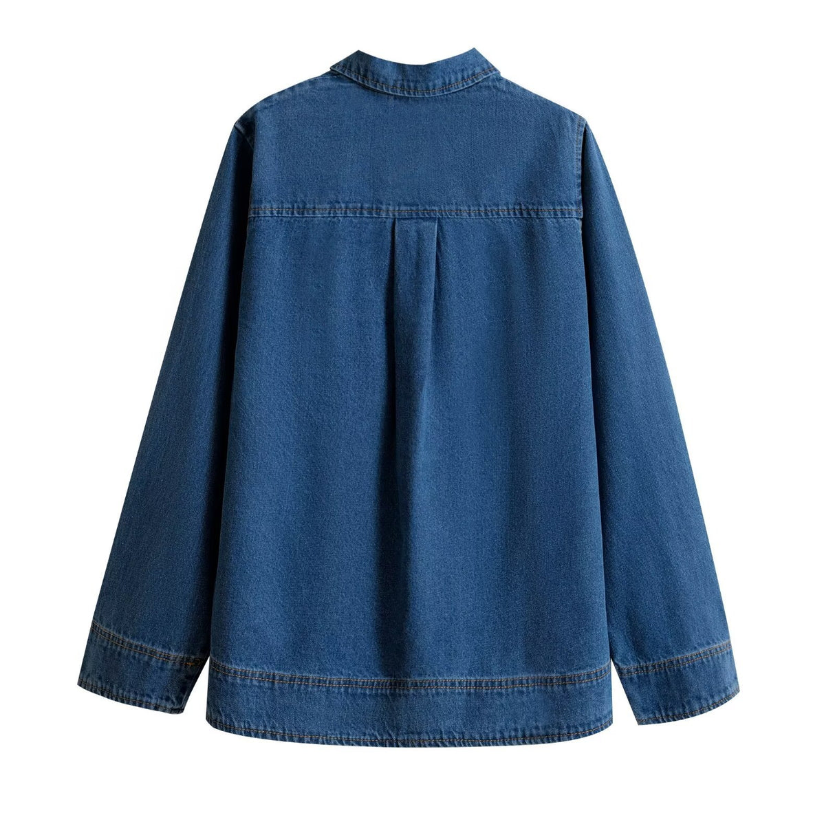Fashionable retro long sleeved lapel denim shirt top - V.I.P Digital Presence