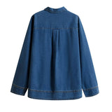 Fashionable retro long sleeved lapel denim shirt top - V.I.P Digital Presence