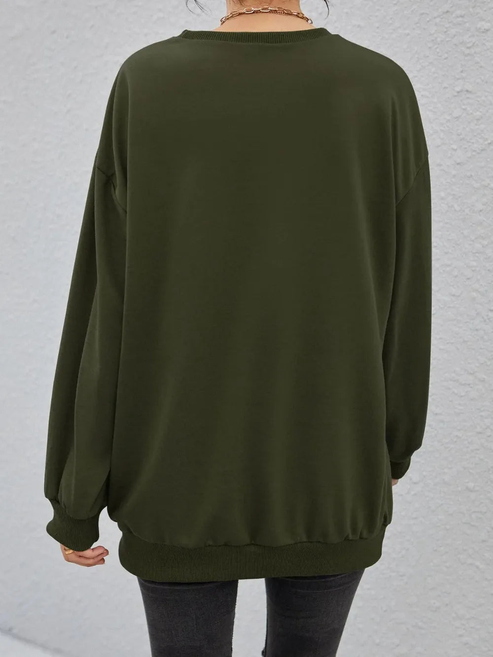 Fashionable round neck long sleeved letter solid color loose hoodie - V.I.P Digital Presence