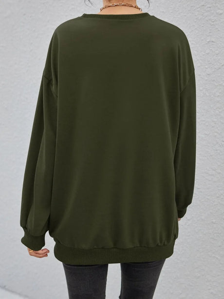 Fashionable round neck long sleeved letter solid color loose hoodie - V.I.P Digital Presence