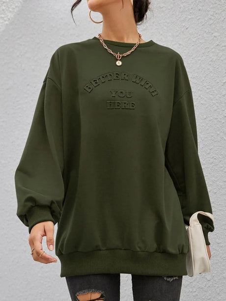 Fashionable round neck long sleeved letter solid color loose hoodie - V.I.P Digital Presence