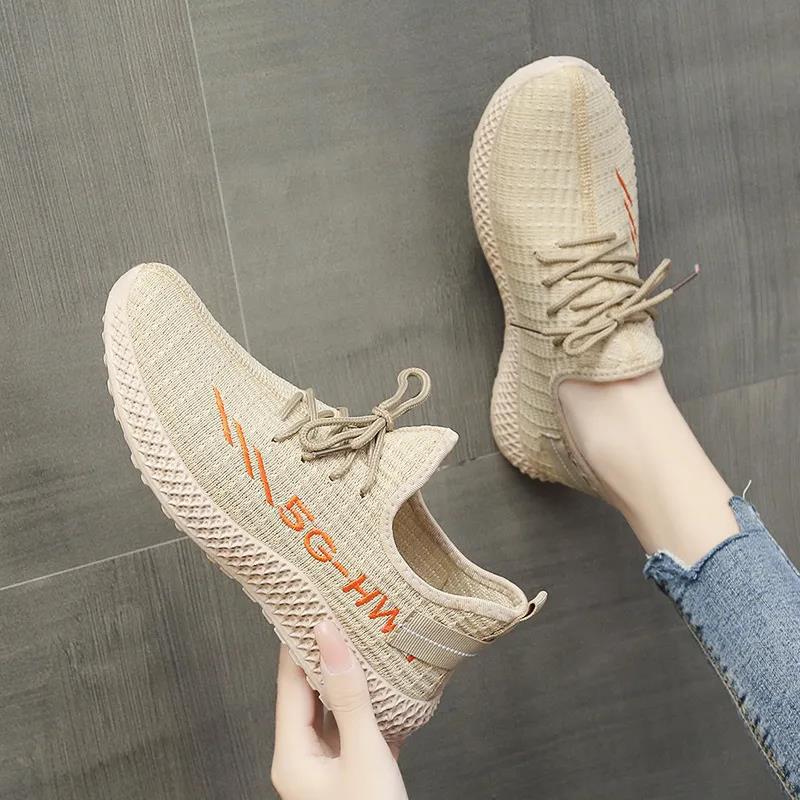 Fashionable running shoes with soft soles trendy fly woven mesh Korean version casual sports single shoes - V.I.P Digital Presence