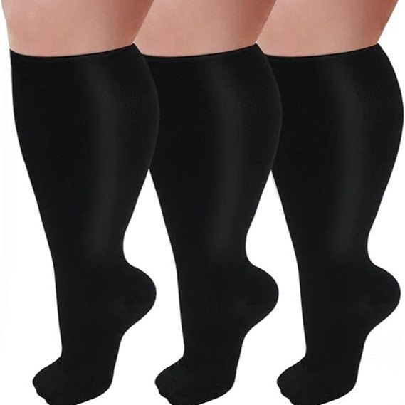 Fat and enlarged black fat compression socks super wide calf and knee length socks men's and women's pressure socks 2XL-7XL - V.I.P Digital Presence
