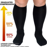 Fat and enlarged black fat compression socks super wide calf and knee length socks men's and women's pressure socks 2XL-7XL - V.I.P Digital Presence
