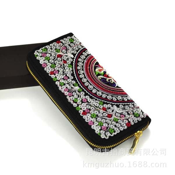 Features embroidered Womens purses Upscale Fashion Ladies Wallet Long section Wallets Embroidery purse Support - V.I.P Digital Presence