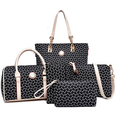Fish bone patterned bun mother bag six piece set, single shoulder diagonal cross portable bun mother bag - V.I.P Digital Presence