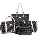 Fish bone patterned bun mother bag six piece set, single shoulder diagonal cross portable bun mother bag - V.I.P Digital Presence