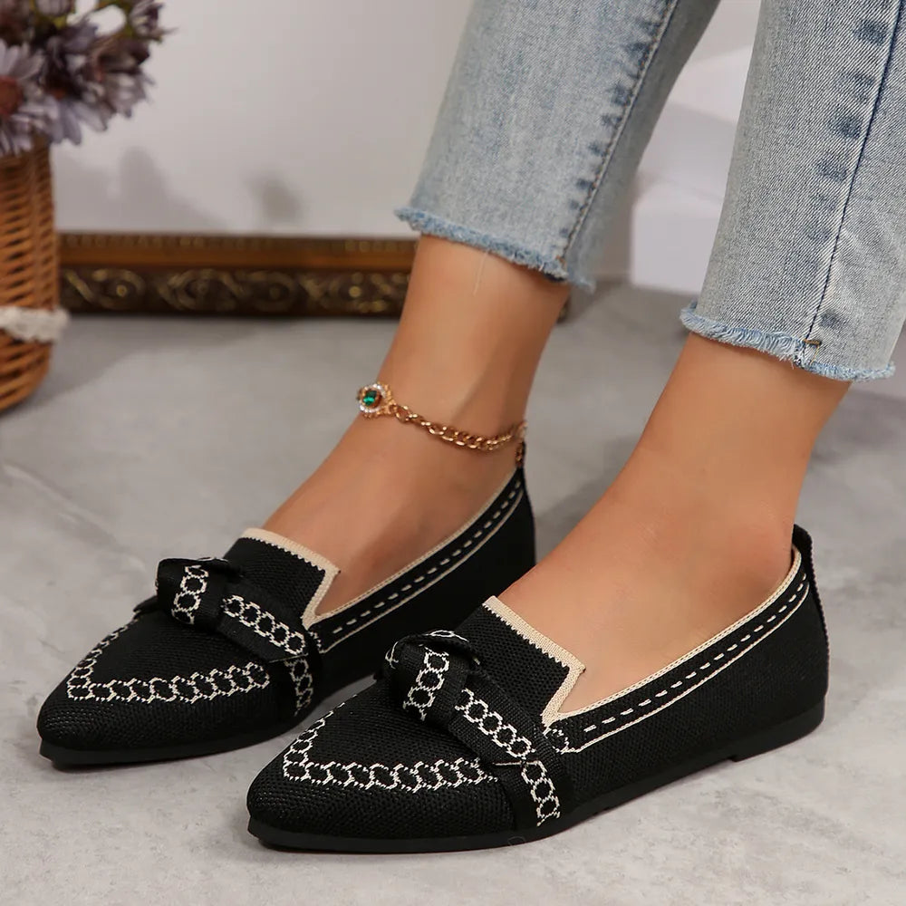Flat sole single shoe women's set feet bow shallow mouth lazy work shoes - V.I.P Digital Presence