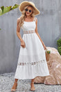 Flower Crochet Wide Strap Midi Dress - V.I.P Digital Presence