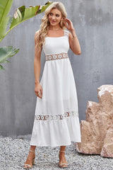 Flower Crochet Wide Strap Midi Dress - V.I.P Digital Presence