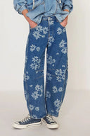 Flower Print Wide Leg Jeans - V.I.P Digital Presence