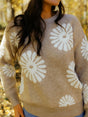 Flower Round Neck Long Sleeve Sweater - V.I.P Digital Presence