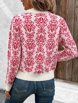 Flower Round Neck Long Sleeve Sweater - V.I.P Digital Presence