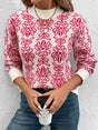 Flower Round Neck Long Sleeve Sweater - V.I.P Digital Presence