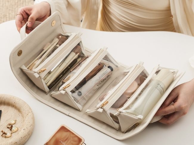 Folding makeup bag large capacity portable handbag travel makeup bag storage bag waterproof toiletries bag - V.I.P Digital Presence