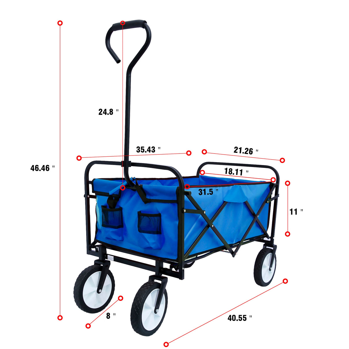 Folding Wagon Garden Shopping Beach Cart (Blue) - V.I.P Digital Presence