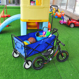 Folding Wagon Garden Shopping Beach Cart (Blue) - V.I.P Digital Presence