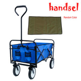 Folding Wagon Garden Shopping Beach Cart (Blue) - V.I.P Digital Presence