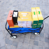 Folding Wagon Garden Shopping Beach Cart (Blue) - V.I.P Digital Presence