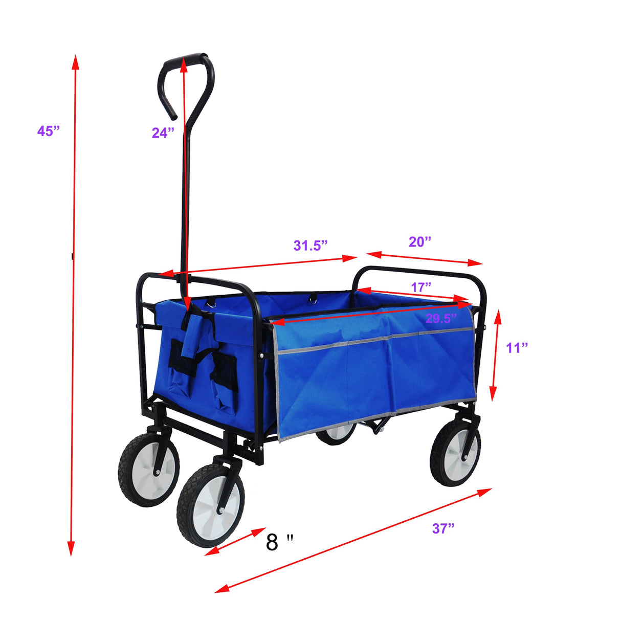Folding Wagon Garden Shopping Beach Cart   (Blue) - V.I.P Digital Presence