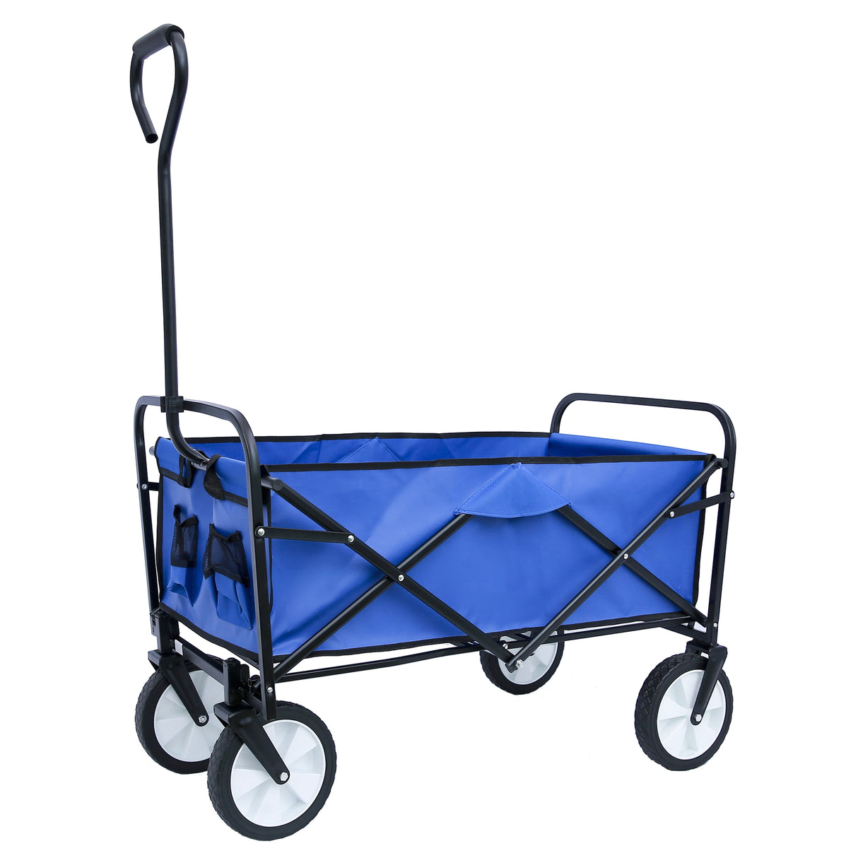 Folding Wagon Garden Shopping Beach Cart (Blue) - V.I.P Digital Presence