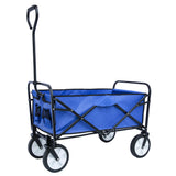 Folding Wagon Garden Shopping Beach Cart (Blue) - V.I.P Digital Presence