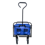 Folding Wagon Garden Shopping Beach Cart (Blue) - V.I.P Digital Presence